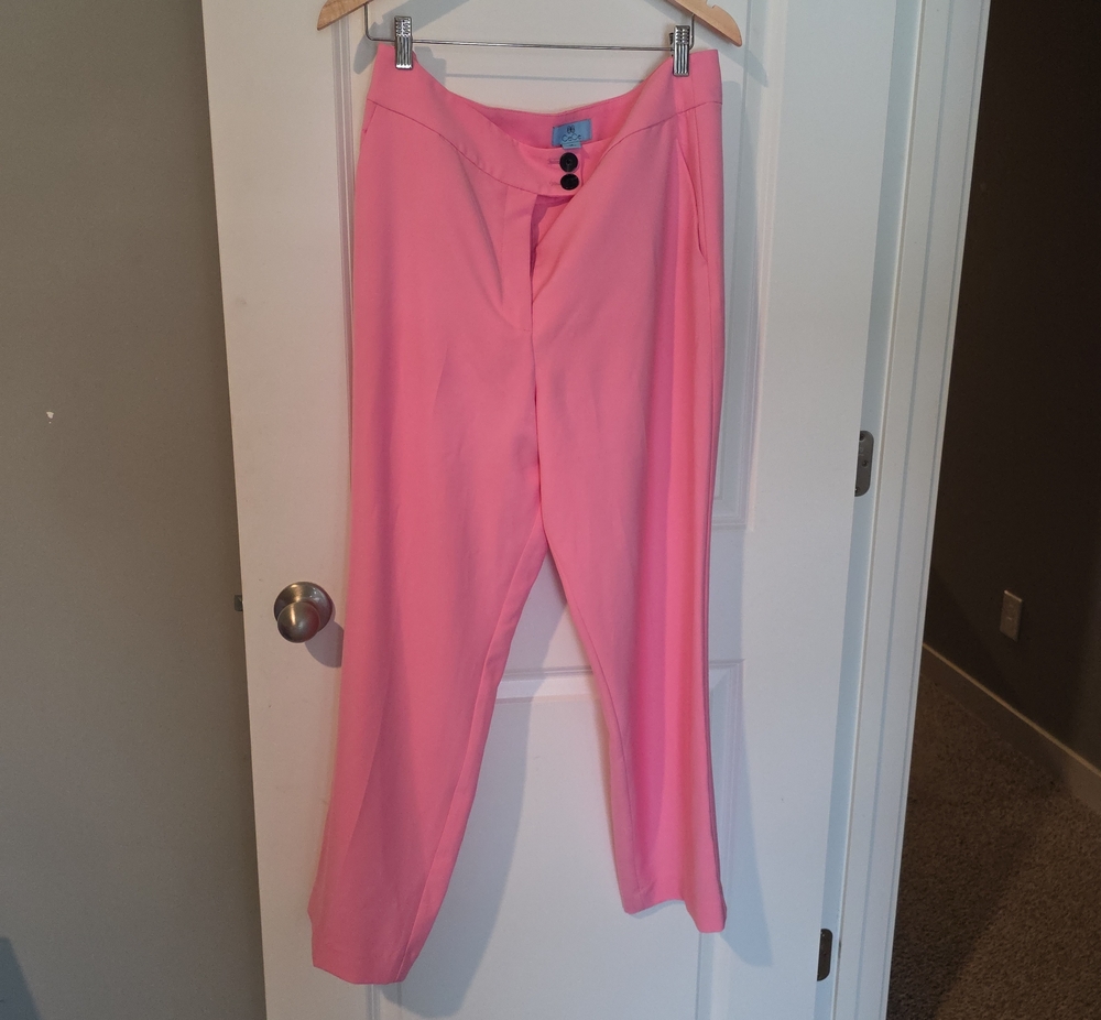 CeCe Pink Wide-Leg High-Rise Trousers